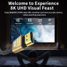 Cable HDMI Court 0.5M, 8K@60Hz 4K@120Hz, Câble HDMI 2.1 Ultra HauteVitesse avec Connecteurs Plaqués Or, Boîtier en Aluminium Pou