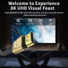 Cable HDMI Court 3M, 8K@60Hz 4K@120Hz, Câble HDMI 2.1 Ultra HauteVitesse avec Connecteurs Plaqués Or, Boîtier en Aluminium Pour 