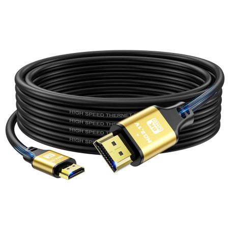 Cable HDMI Court 5M, 8K@60Hz 4K@120Hz, Câble HDMI 2.1 Ultra HauteVitesse avec Connecteurs Plaqués Or, Boîtier en Aluminium Pour 