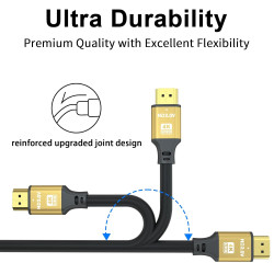 15M Cable HDMI Long, 8K@60Hz 4K@120Hz, Câble HDMI 2.1 Ultra HauteVitesse avec Connecteurs Plaqués Or, Boîtier en Aluminium Pour 