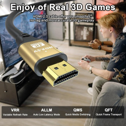 25M Cable HDMI Long, 8K@60Hz 4K@120Hz, Câble HDMI 2.1 Ultra HauteVitesse avec Connecteurs Plaqués Or, Boîtier en Aluminium Pour 