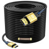 30M Cable HDMI Long, 8K@60Hz 4K@120Hz, Câble HDMI 2.1 Ultra HauteVitesse avec Connecteurs Plaqués Or, Boîtier en Aluminium Pour 