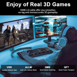 30M Cable HDMI Long, 8K@60Hz 4K@120Hz, Câble HDMI 2.1 Ultra HauteVitesse avec Connecteurs Plaqués Or, Boîtier en Aluminium Pour 
