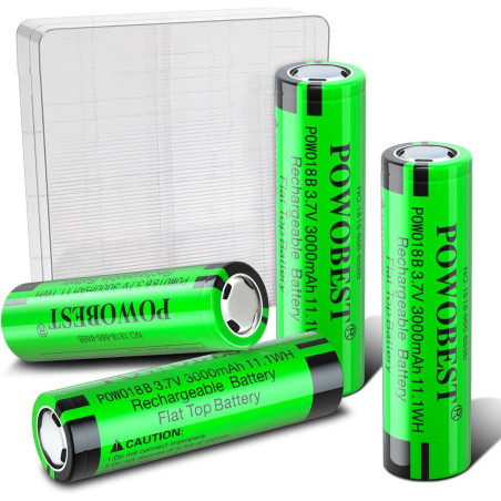3,7V Batterie NiMH Rechargeable 3000mAh,POWO18B Batterie à Dessus Plat avec boîtier de Protection de Batterie,pour Appareil Phot