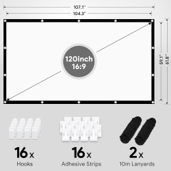 Osoeri Écran de Projection Portable Pliable Extérieur 120 Pouces, 16: 9 HD, Double Face Anti-Plis Projection pour Vidéoprojecteu