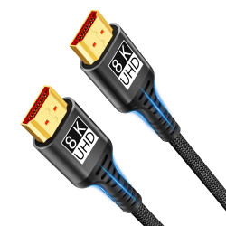 Câble HDMI 8K 1m,Cable HDMI 2.1 8K@60Hz 4K@120Hz 7680P Ultra Haute Vitesse Supporte HDR10 3D eARC HDCP2.2&2.3,Compatible avec PS