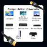 Câble HDMI 8K 3m,Cable HDMI 2.1 8K@60Hz 4K@120Hz 7680P Ultra Haute Vitesse Supporte HDR10 3D eARC HDCP2.2&2.3,Compatible avec PS