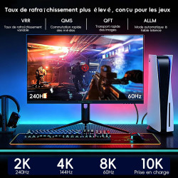 Câble HDMI 8K 5m,Cable HDMI 2.1 8K@60Hz 4K@120Hz 7680P Ultra Haute Vitesse Supporte HDR10 3D eARC HDCP2.2&2.3,Compatible avec PS
