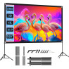 VISULAPEX Ecran Videoprojecteur sur Pied, Écran de Projection Portable 100 Pouces, 16:9, 4K HD Ecran Projecteur Pliable avec Sac