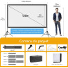 VISULAPEX Ecran Videoprojecteur 120 Pouces, Ecran de Projection sur Pied, 16:9, 4K HD Ecran Projecteur Pliable avec Sac de Trans