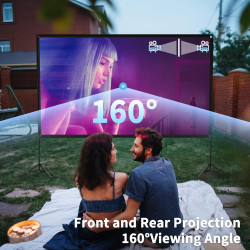 Screenmax Écran de Projection d'extérieur avec Support, 120 Pouces, projecteur d'intérieur Portable 16:9 4K HD Pliable et sans P