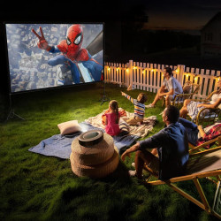 Screenmax Écran de Projection d'extérieur avec Support, 120 Pouces, projecteur d'intérieur Portable 16:9 4K HD Pliable et sans P