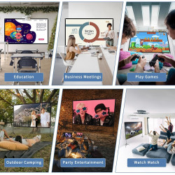 Screenmax Écran de Projection d'extérieur avec Support, 120 Pouces, projecteur d'intérieur Portable 16:9 4K HD Pliable et sans P