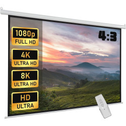 Fabulcozy Écran de Projection motorisé écran projecteur électrique Formats 4:3 84 Pouces 171L x 130H cm Fixation Mur ou Plafond 