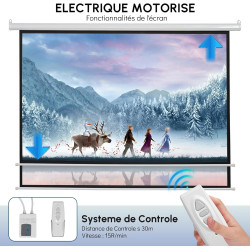 Fabulcozy Écran de Projection motorisé écran projecteur électrique Formats 4:3 84 Pouces 171L x 130H cm Fixation Mur ou Plafond 