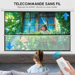 Fabulcozy Écran de Projection motorisé écran projecteur électrique Formats 4:3 84 Pouces 171L x 130H cm Fixation Mur ou Plafond 
