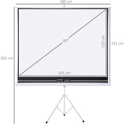 Fabulcozy Écran de Projection avec Support trépied réglable en Hauteur écran vidéo projecteur 84 Pouces Format 4:3 171L x 131H c