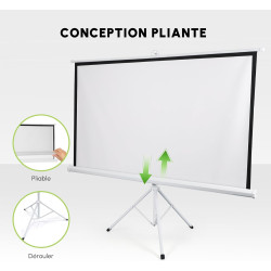 Fabulcozy Écran de Projection avec Support trépied réglable en Hauteur écran vidéo projecteur 84 Pouces Format 4:3 171L x 131H c