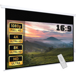 Fabulcozy Écran de Projection motorisé écran projecteur électrique Formats 16:9 100 Pouces 253L x 168H cm Fixation Mur ou Plafon