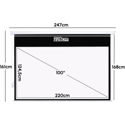 Fabulcozy Écran de Projection motorisé écran projecteur électrique Formats 16:9 100 Pouces 253L x 168H cm Fixation Mur ou Plafon