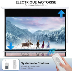 Fabulcozy Écran de Projection motorisé écran projecteur électrique Formats 16:9 100 Pouces 253L x 168H cm Fixation Mur ou Plafon
