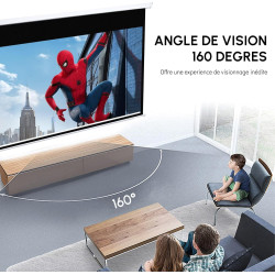 Fabulcozy Écran de Projection motorisé écran projecteur électrique Formats 16:9 100 Pouces 253L x 168H cm Fixation Mur ou Plafon