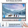 Fabulcozy Écran de Projection motorisé écran projecteur électrique 120 Pouces Fixation Mur ou Plafond Automatique pour Home Ciné