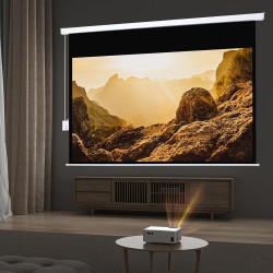 Fabulcozy Écran de Projection motorisé écran projecteur électrique 120 pounces Fixation Mur ou Plafond Automatique pour Home Cin