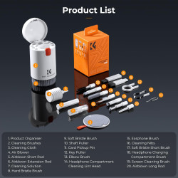 K&F CONCEPT Kit Nettoyage Clavier 20 en 1 Kit Nettoyage PC，Accessoires de Nettoyage pour AirPods, Caméra, Ordinateur, Téléphone