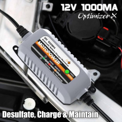 MOTOPOWER MP00205B 12V 1000mA Chargeur/Mainteneur de Batterie entièrement Automatique (Lot de 2)