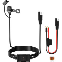 Prise USB Moto Étanche 12V Cliff Top, 18W PD Type-C Charge Rapide, Montage sur Rétroviseur 10 mm, Chargeur Téléphone Moto avec C