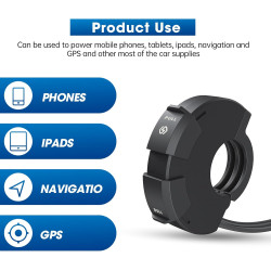 Prise USB pour 22-25mm Guidon, Chargeur de Voiture QC3.0 et PD/Type-c Étanche pour Moto IP66 pour SUV, Marin et Bateau 12V