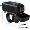 Chargeur de moto, type C PD et QC3.0 Prise USB pour voiture 12 V/24 V étanche avec interrupteur et voltmètre LED pour SUV marin 
