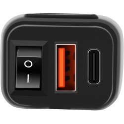 Chargeur de moto, type C PD et QC3.0 Prise USB pour voiture 12 V/24 V étanche avec interrupteur et voltmètre LED pour SUV marin 