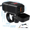 Prise de Chargeur de Voiture avec Type-C, QK3.0 et USB, Adaptateur Étanche IP66 pour Moto avec Interrupteur, Charge Rapide pour 