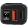 Prise de Chargeur de Voiture avec Type-C, QK3.0 et USB, Adaptateur Étanche IP66 pour Moto avec Interrupteur, Charge Rapide pour 
