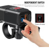 Prise de Chargeur de Voiture avec Type-C, QK3.0 et USB, Adaptateur Étanche IP66 pour Moto avec Interrupteur, Charge Rapide pour 