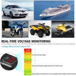Prise de Chargeur de Voiture avec Type-C, QK3.0 et USB, Adaptateur Étanche IP66 pour Moto avec Interrupteur, Charge Rapide pour 