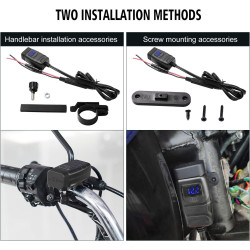 Chargeur de Voiture, Prise USB QC 3.0 et Voltmètre LED 6-30V, Adaptateur USB Étanche pour Moto IP65 avec Interrupteur Marche-Arr