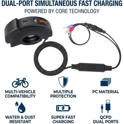 Chargeur USB Moto pour Aprilia Tuareg 660, Double Port Type-C PD 30W QC3.0 Charge Rapide Adaptateur SAE vers USB avec Protection