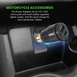 Moto DIN Prise Le Chargeur éTanche à QC3.0 Chargeur USB et Type C 30W Prise D'Adaptateur d'alimentation