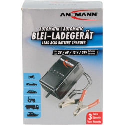 Chargeur automatique pour batteries au plomb ANSMANN ALCS 2-24A de 2V, 6V, 12V & 24V / vendu avec pinces crocodile / Testeur de 