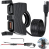 RUIZHI Chargeur USB Moto 12V 48W QC3.0 USB-A et PD Type-C Prise USB Moto Degré d'étanchéité IP65 Compatible avec Téléphone/GPS/A