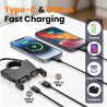 RUIZHI Chargeur USB Moto 12V 48W QC3.0 USB-A et PD Type-C Prise USB Moto Degré d'étanchéité IP65 Compatible avec Téléphone/GPS/A