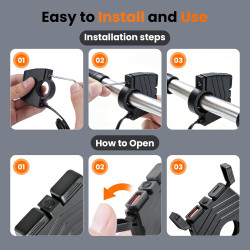RUIZHI Chargeur USB Moto 12V 48W QC3.0 USB-A et PD Type-C Prise USB Moto Degré d'étanchéité IP65 Compatible avec Téléphone/GPS/A