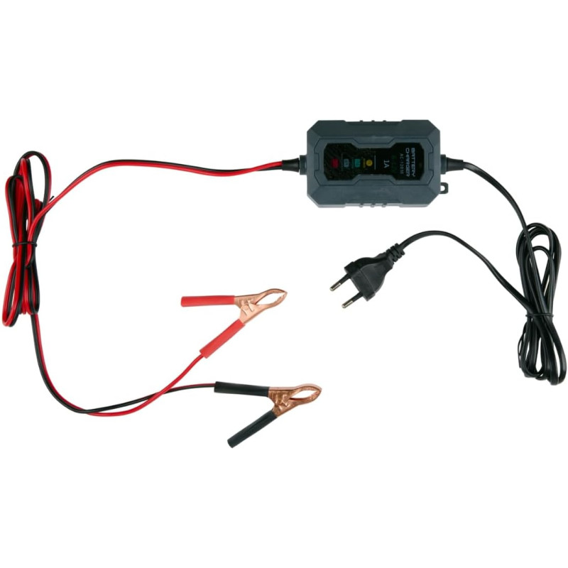 Dunlop Chargeur Goutte 6/12V 1A - Voiture avec Cycle de Charge en 6 étapes - pour Scooter et Moteur - Court-Circuit - d'entretie