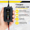 Dunlop Chargeur Goutte 6/12V 1A - Voiture avec Cycle de Charge en 6 étapes - pour Scooter et Moteur - Court-Circuit - d'entretie