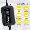 Dunlop Chargeur Goutte 6/12V 1A - Voiture avec Cycle de Charge en 6 étapes - pour Scooter et Moteur - Court-Circuit - d'entretie