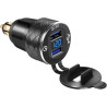 iMESTOU Chargeur de Moto en Aluminium DIN DIN Dual USB Chargeur Rapide 3.0A DIN Hella Adaptateur USB avec Voltmètre Compatible a