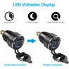 iMESTOU Chargeur de Moto en Aluminium DIN DIN Dual USB Chargeur Rapide 3.0A DIN Hella Adaptateur USB avec Voltmètre Compatible a